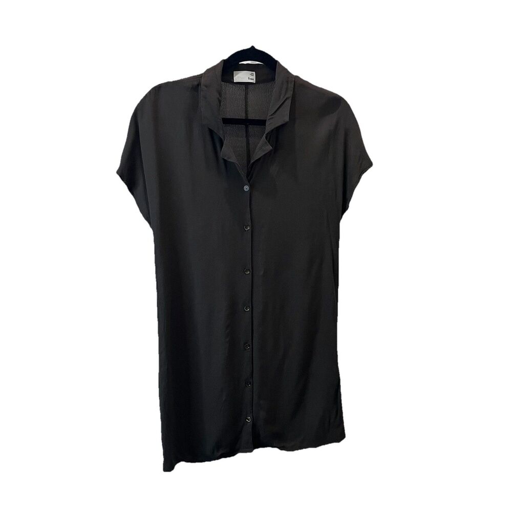Wilfred Free Aritzia Brown Button Up Collared Short Sleeve Tunic Top Mini Dress